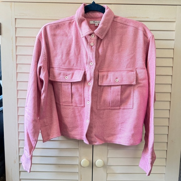 Madewell Women's Flannel Cargo Button-Up Shirt in Nouveau Pink Melange, Size XXS - Picture 4 of 10